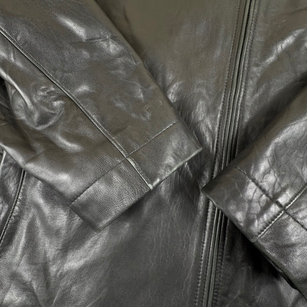 Vintage Lambskin Leather Jacket Mens 2XL Black Full Zip Minimalist - Picture 3 of 16